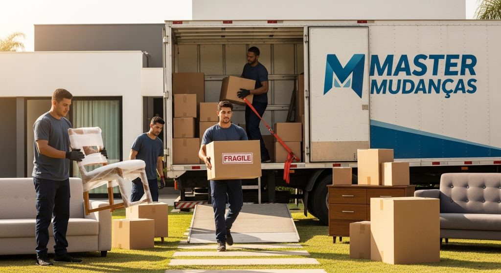 Mudanças residenciais: profissionais carregando mudança.