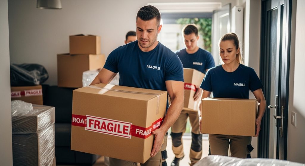 pessoas carregando caixas de mudança